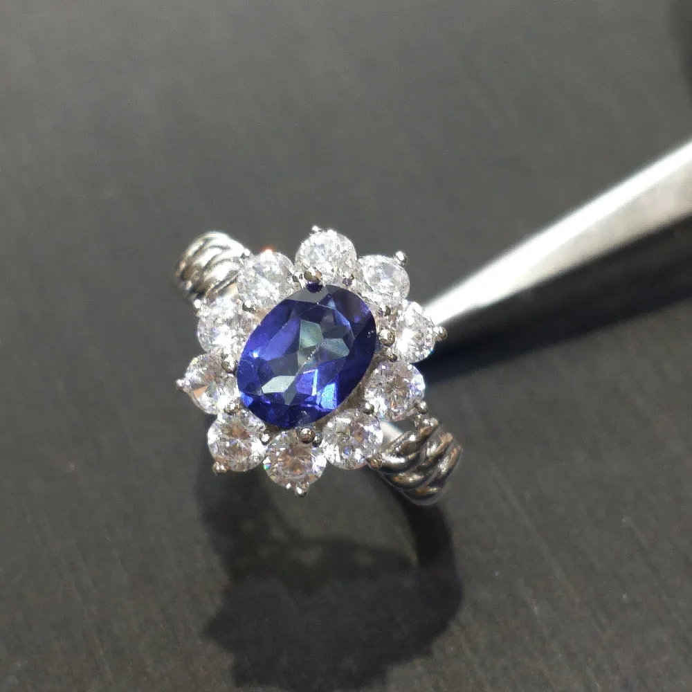 Классическое кольцо FLZB с естественным топазом цвета танзанита в ювелирном серебре 925 с позолотой, модное, высокого качества, красивое.