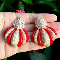 modemangel luxury brand luxury flowers design engagement earrings cubic zirconia pave women fashion earrings jewelry