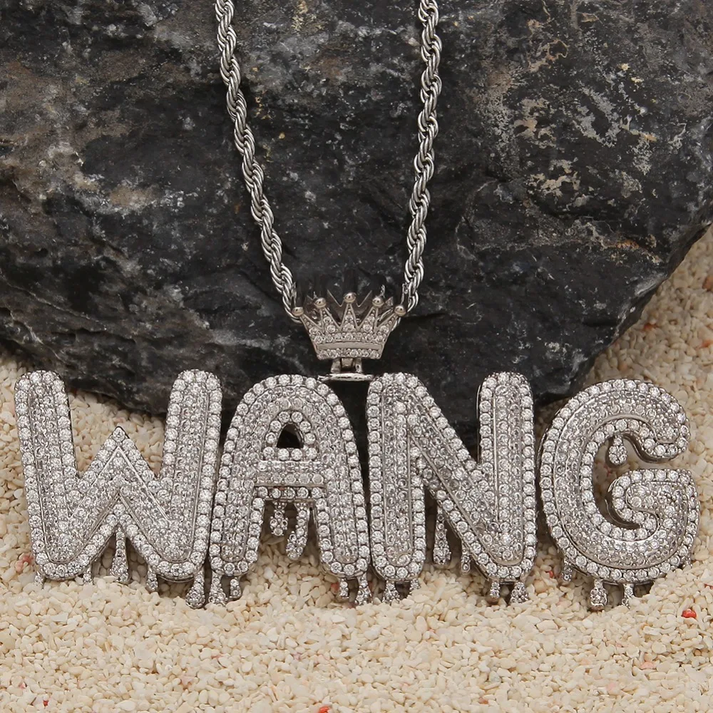 Hip Hopking collier hommes personnaliser gotte a cop initial lettre pendentif en argent или rose commission what gem cub | Украшения и
