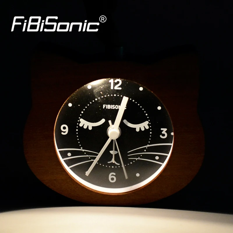 Часы Будильник в форме кошки животного деревянный Настольный для детей|alarm clock for