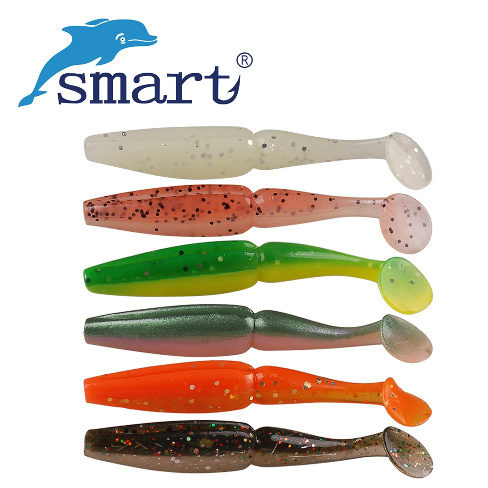 

SMART 10Pcs/Bag 70mm3.4g Soft Bait Fishing Lure T-tail Silicone Easy Shiner Isca Artificial Para Pesca Worms Leurre Souple Peche