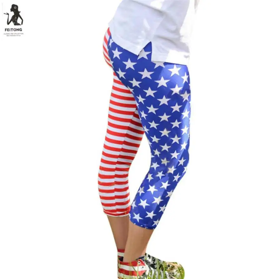 Women American Flag Printing Pants Leggings TW Stars 2018 Summer Casual beautiful colorful women leggings | Женская одежда