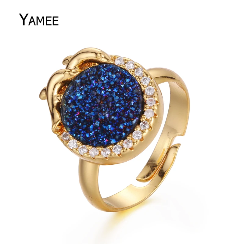 Лидер продаж Для женщин мужчин кольцо Титан 10 мм круглый природный Druzy Кварцевый