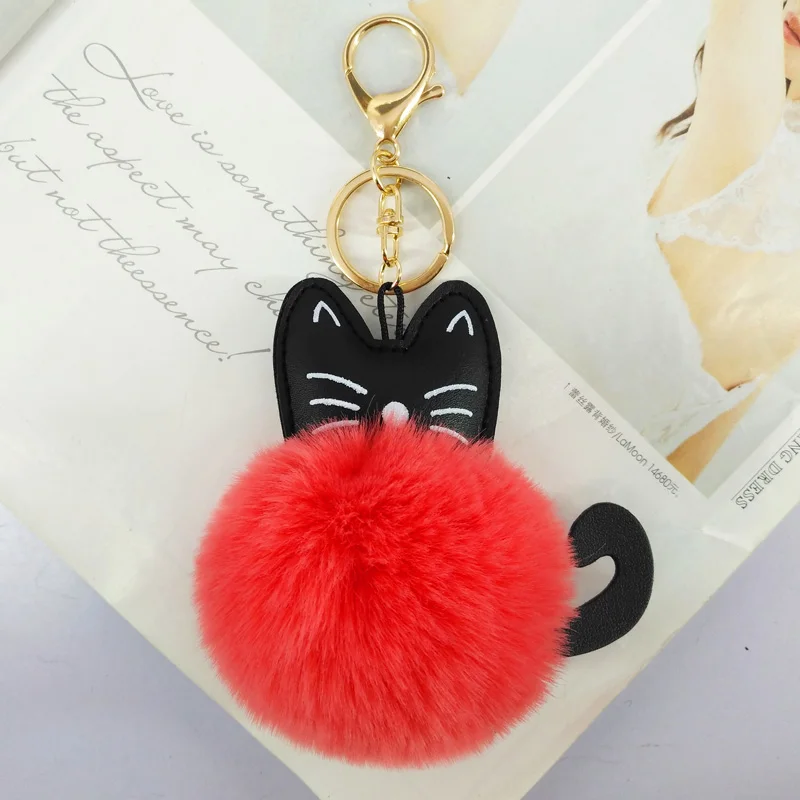 Модные Брелоки для ключей с кошачьими помпонами, Очаровательная Подвеска Бижутерия для сумок, Брелоки-украшения, украшения ручной работы, новогодние подарки для детей