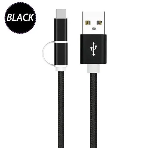 Black 25 см micro usb type c короткий кабель для быстрой зарядки 2 в 1 для xiaomi mi power bank tablet mi 9 8 se lite A2 redmi note 7 6 pro K20 - Цвет: Black