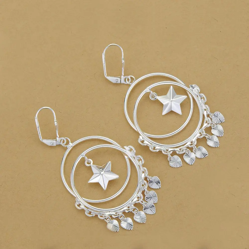 Медаль с пятью звездами серебряные серьги высокого качества для женщин модные