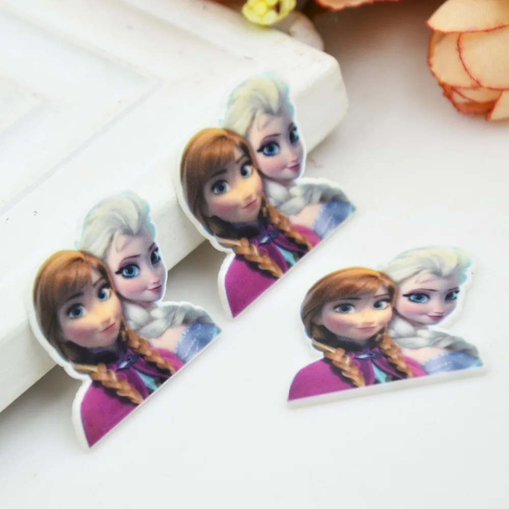 Мультяшное плоское заднее украшение из смолы фигурка сестры Эльзы и Анны