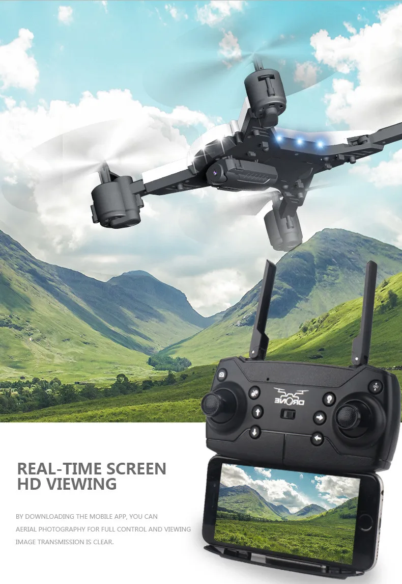 Складной Квадрокоптер с Wi-Fi FPV RC Дрон камерой 1080P 5 МП селфи-Дрон радиоуправлением