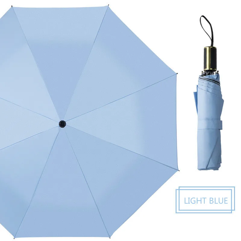 light blue Высокое качество простой цвет простой зонтик дождь для мужчин и женщин Защита от солнца коммерческий черный темно-зеленый зонт в сдержанном стиле женский - Цвет: light blue