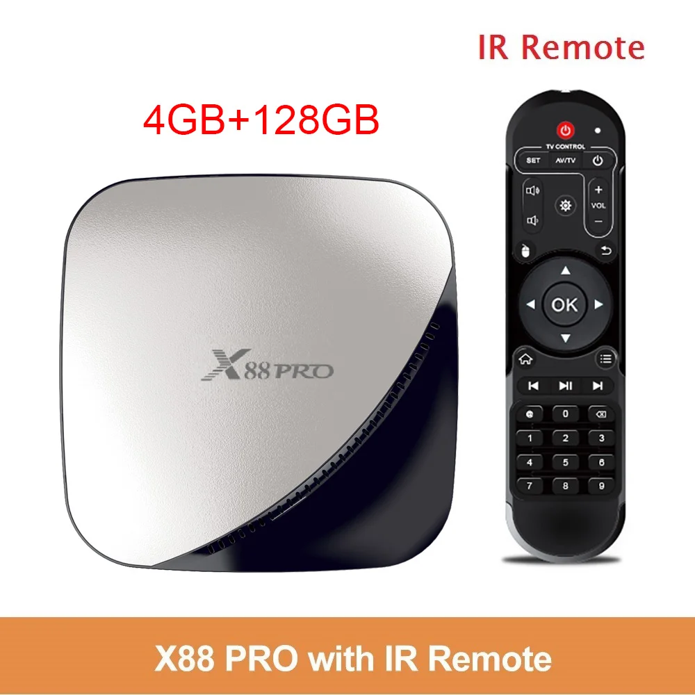 4GB 128GB X88 PRO tv Box Android 9,0 4 Гб ram 128 Гб 64 ГБ 32 ГБ Google Voice Assistant RK3318 четырехъядерный Wifi 4K X88PRO 2 Гб 16 Гб телеприставка - Цвет: 4GB 128GB