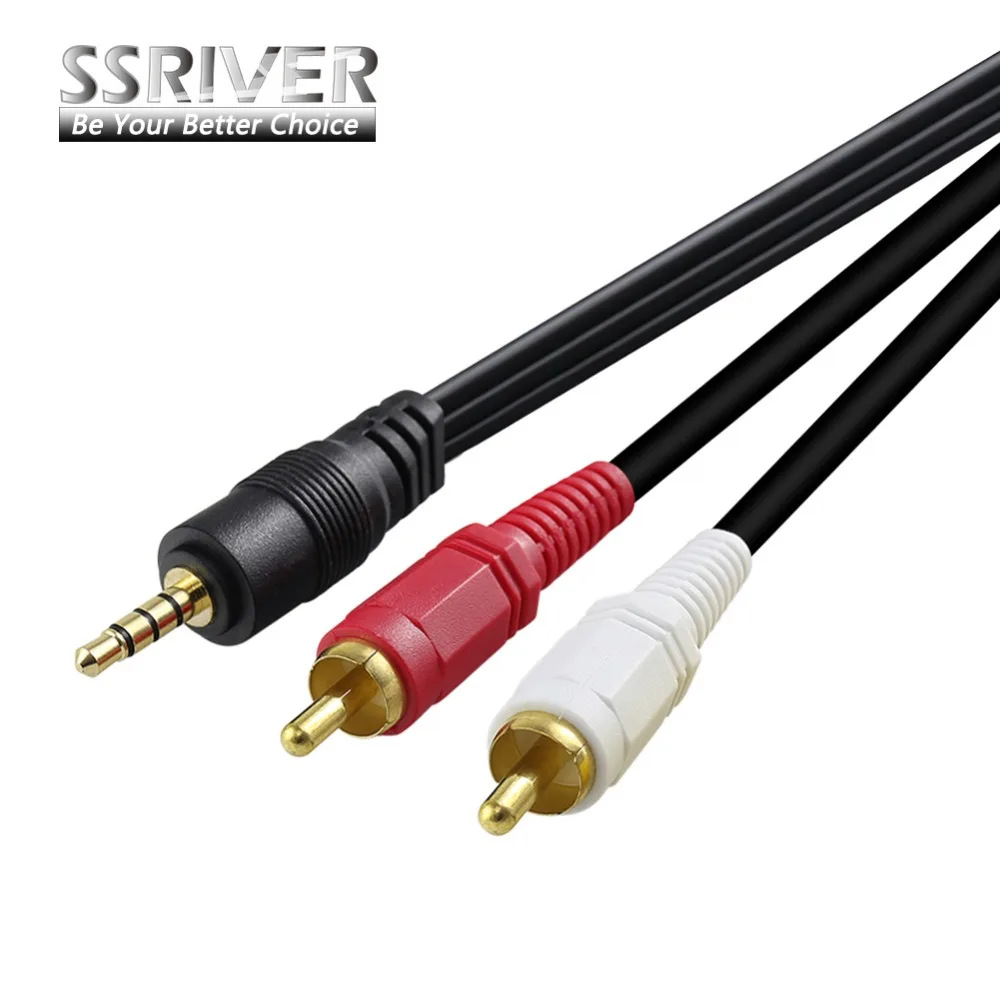 Ssriver RCA кабель 2RCA мужчинами позолоченный 3.5 мм Aux аудио для эдифер дома Театр DVD vcd