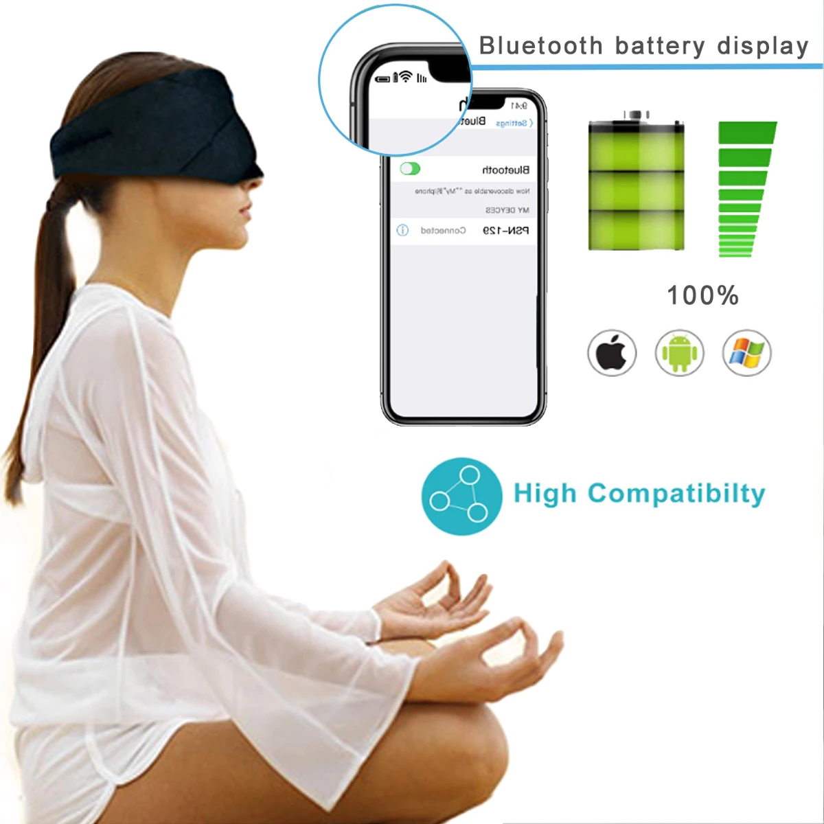JINSERTA Bluetooth 5 0 3D стерео наушники Беспроводная мягкая маска для сна телефон
