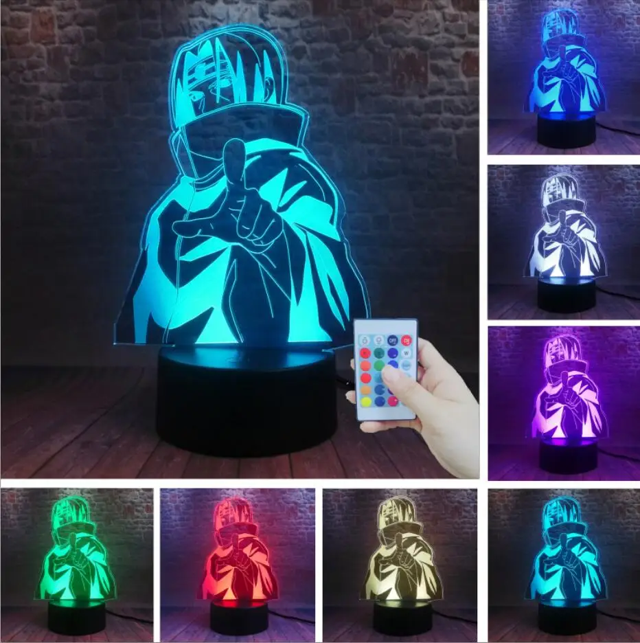 Controller 7 Color AMROE Hot аниме Наруто Саске лицо смешанные Двойные Цвета 3D светодиодный Ночник светильник домашний декор подростковый День рождения Рождество подарки для детей Детские игрушки - Испускаемый цвет: Controller 7 Color