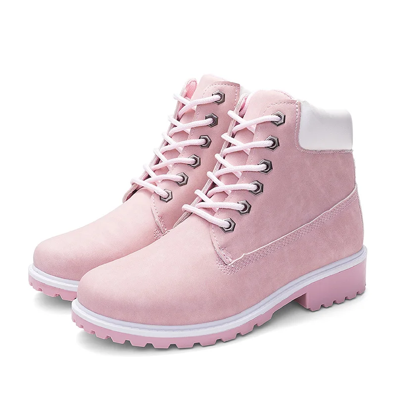 pink Moipheng/; осенне-зимняя обувь; женские плюшевые зимние ботинки; модные теплые женские Ботинки на каблуке; женские ботильоны; цвет розовый; размеры 36-42 - Цвет: pink