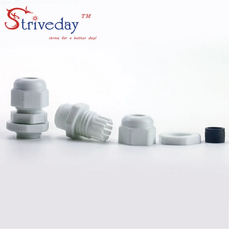 50 шт./лот Белый Черный PG9 нейлоновый кабельный сальник для герметизации провода