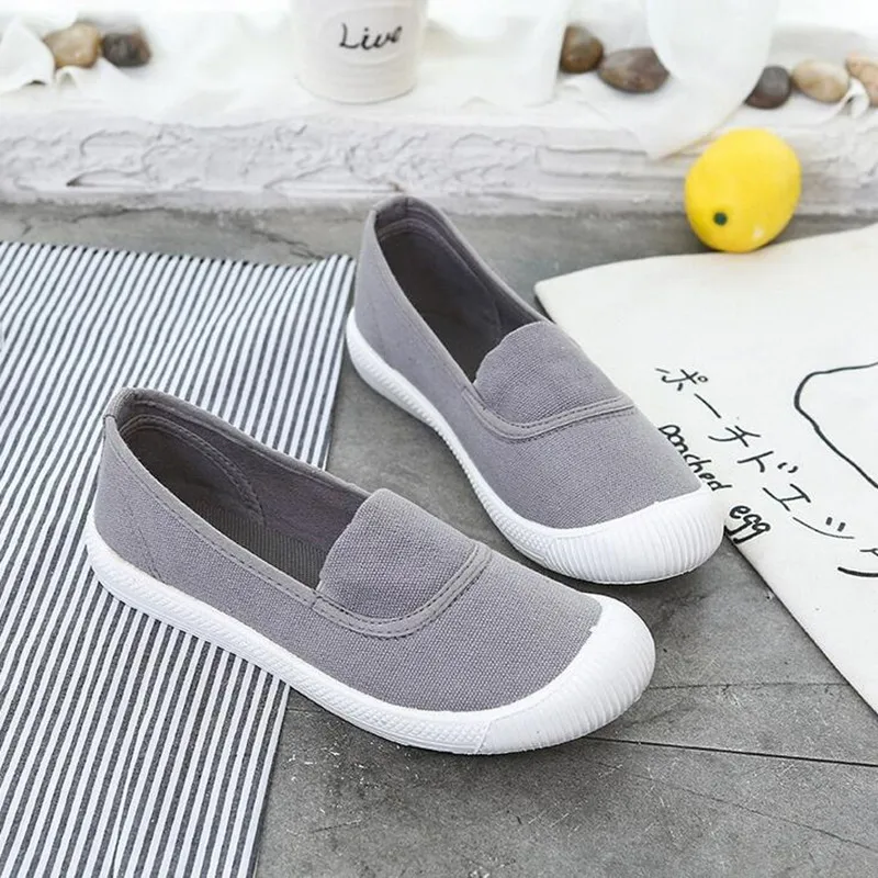 удобные женские туфли на плоской подошве популярные повседневные парусиновые