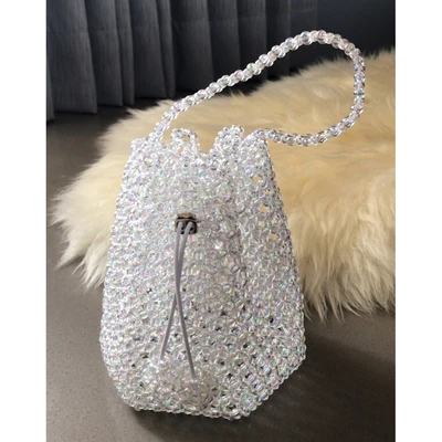 Pearl white Жемчужные Бусы, сумка-мешок на шнурке, ручной работы плетеный портативный мешок, женские маленькие винтажные сумки, шикарные разноцветные янтарные кошельки - Цвет: Pearl white