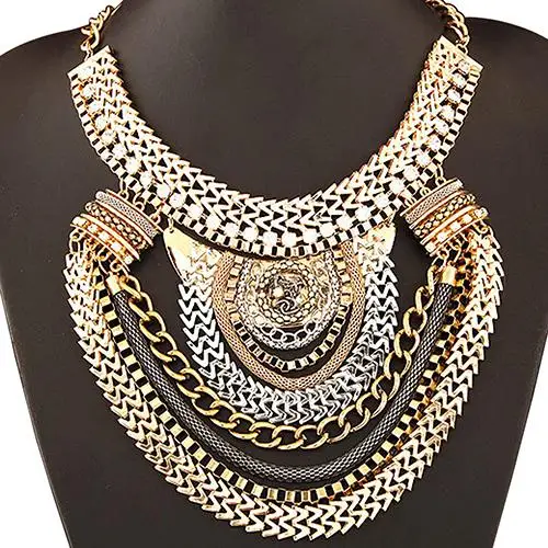 Fashion Women's Multi-Layers Statement Pendant Chain Collar Bib Choker Necklace | Украшения и аксессуары