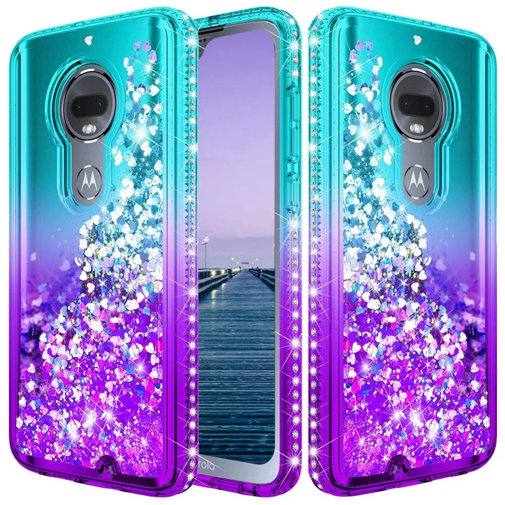Чехол для телефона Motorola Moto G7 Plus с динамическим жидким зыбучим песком блестящим