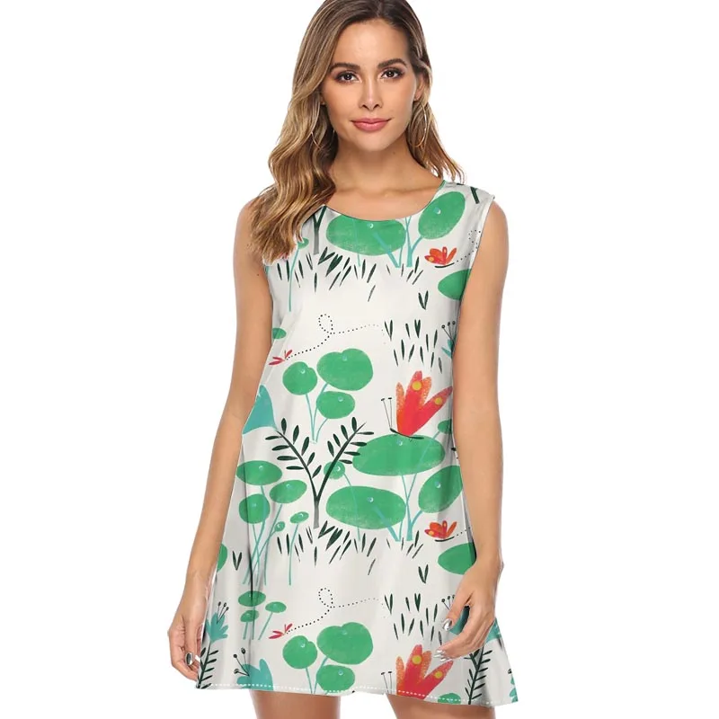 

Women Summer Dress Playful Pugs Print Loose Casual Mini Dress Above Knee Lady Beach Wear Sundress Vestidos De Verano 2019