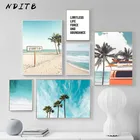 Плакат в скандинавском стиле, Океанский пляж, автобус, настенное художественное полотно, принт, пейзаж, Скандинавское украшение, картина, Современный домашний декор