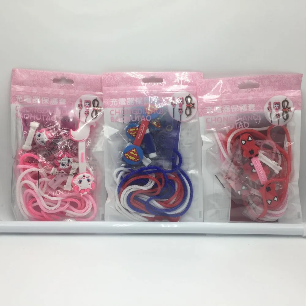 Хорошие подарки милый мультяшный USB кабель набор протекторов для наушников с