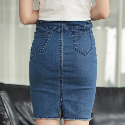 Джинсовая юбка Летний стиль 2017 г. Повседневное краткое потертые Разделение более