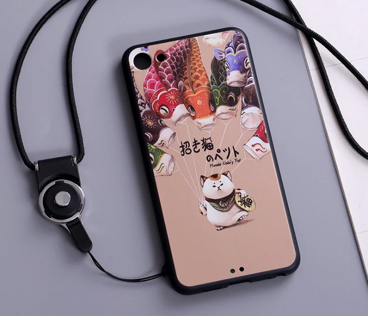 Cute Cartoon Matte Painting Soft Case For Meizu U10 / U20 M3 MAX Meilan X M3X Silicone Cover Black + Lanyard |