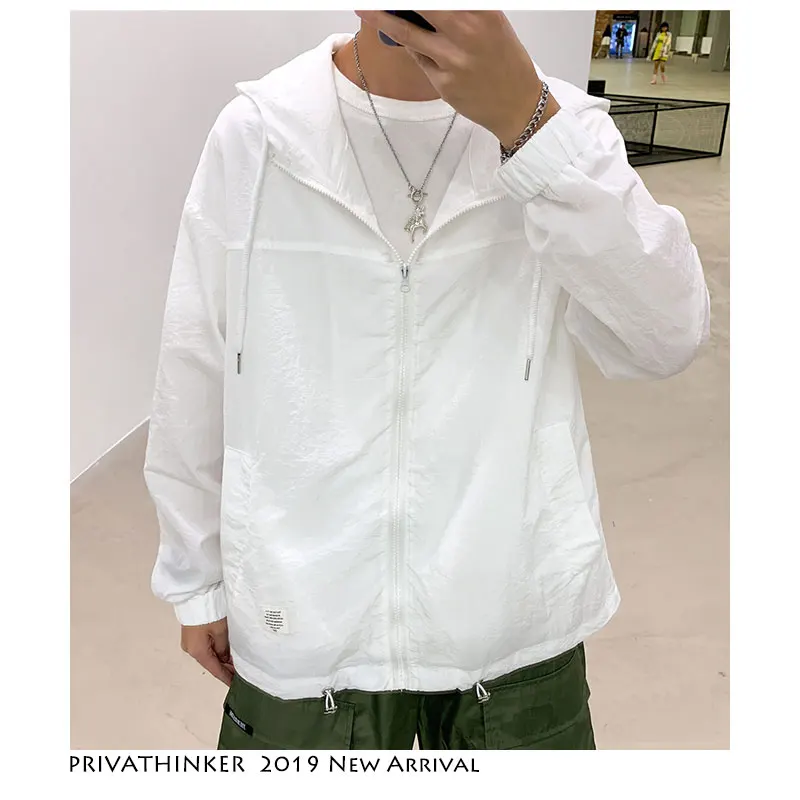 Privathinker Мужская Уличная Корейская куртка бомбер 2019 ветровка белая тонкая с