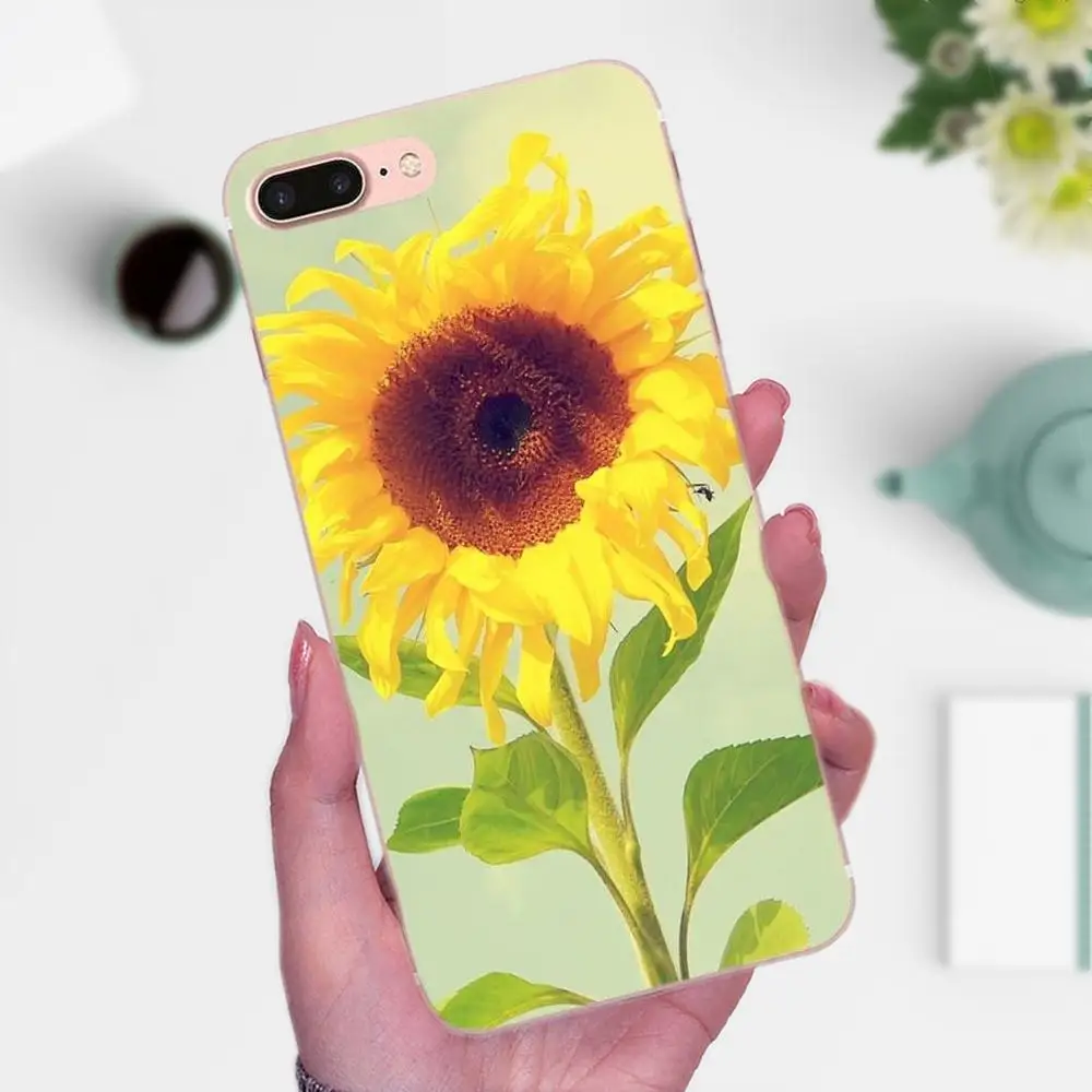 Мягкий узор розовый желтый подсолнух для Huawei P7 Honor 4C 5A 5C 5X 6 6C 6A 6X 7 7X 8 9 V8 V10 Y3II Y5II Y6II G8