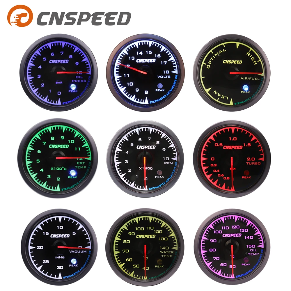 

Shark style 2.5" 60mm Turbo Boost gauge Oil Temp press Volt Tachometer Water temp Air fuel Ratio Exhaust gas temp with 7 Colors
