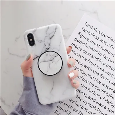 02 Гибкий мраморный чехол-подставка Beyour для iPhone XS Max X 8 7 6S Plus для huawei P20 для samsung S10, мягкий IMD чехол для телефона - Цвет: 02