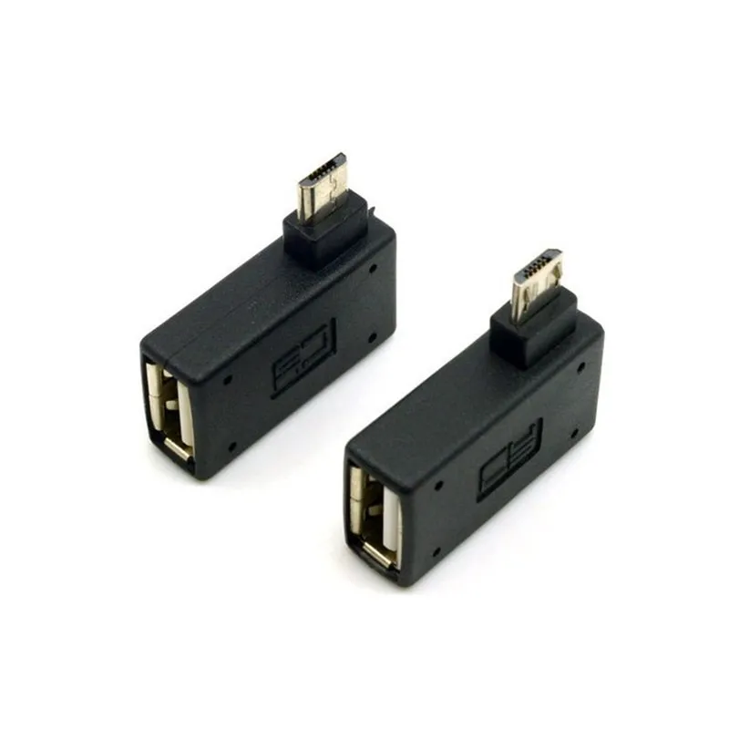 2шт 90 градусов ультра плоский левый и правый угловой Micro USB 2 0 хост адаптер OTG для