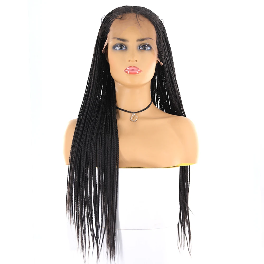 13x6 Lace Front Synthetic Hair Wigs For Women X-TRESS Natural Black Braided Wig African American Hairstyle Long Braids Lace Wig