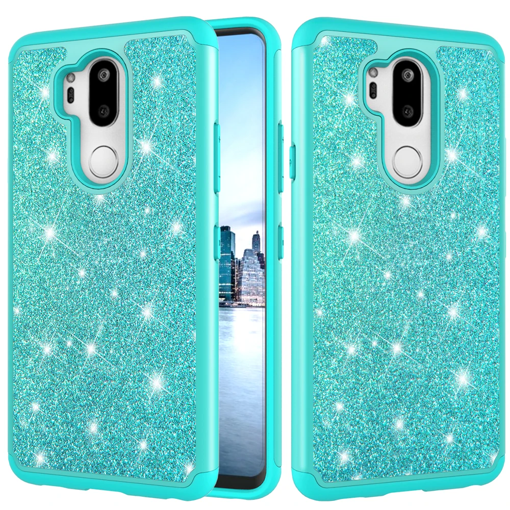 Розовый золотой чехол для телефона s для LG G7 чехол thinq для LG G7 Блестящий со стразами и пайетками силиконовый ПК 2 в 1 двухслойный чехол Fundas