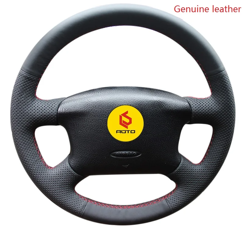 Genuine leather Рулевое колесо крышка Оплетка на руль для Volkswagen Passat B5 VW Passat B5 VW Golf 4 рулевое колесо чехол - Название цвета: Genuine leather