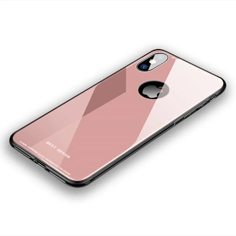 pink with logo Роскошный стеклянный зеркальный чехол SemgCeKen для apple iphone X, XR, XS, MAX, S, i, xsmax, силиконовый Жесткий Чехол для задней панели, tpu, чехол для телефона etui - Цвет: pink with logo