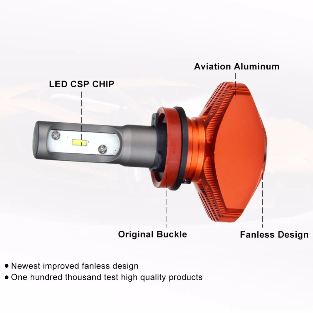 Aceersun CSP 80 Вт H11 H9 H8 Однолучевые безвентилясветодиодный лампы для фар 12000LM 6500K 12v 24v