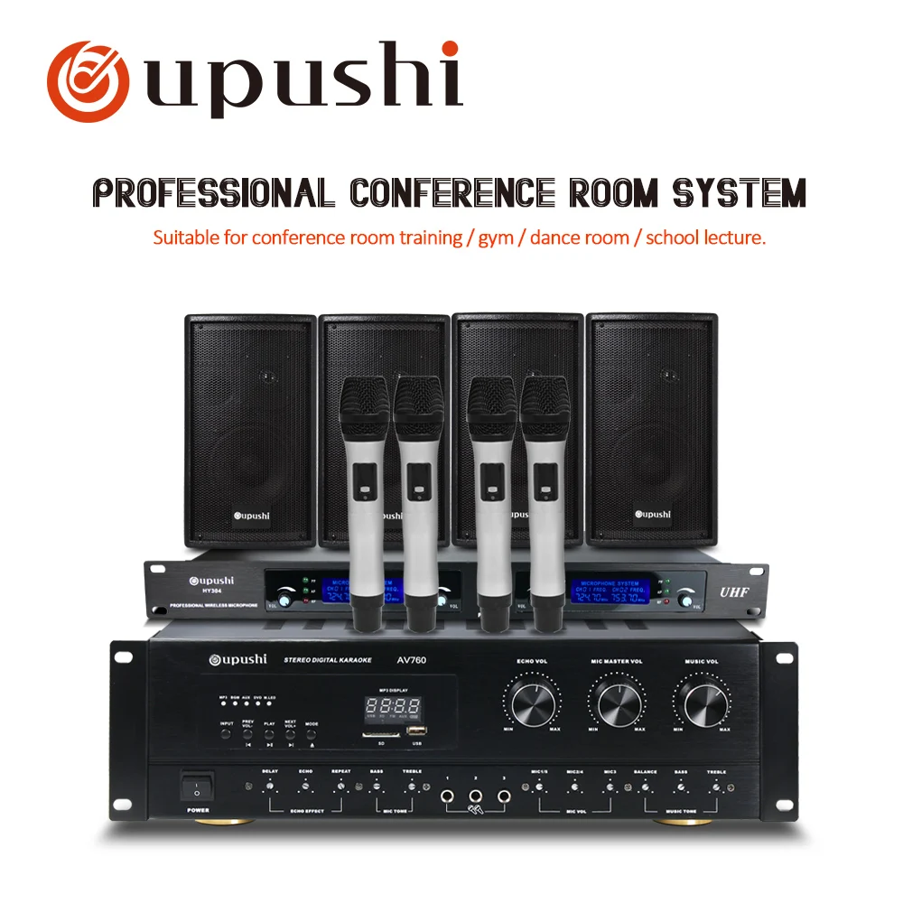 Oupushi Professional усилитель мощности для караоке AV760 + HY208 настенные колонки с
