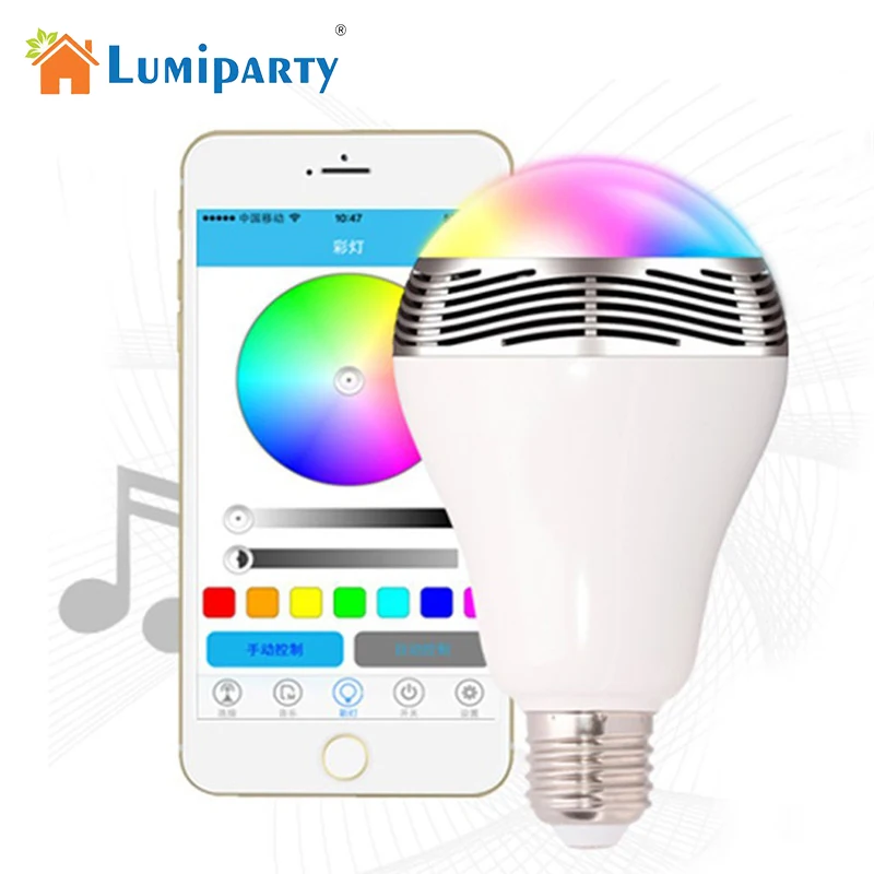 LumiParty светодиодный беспроводной Bluetooth RGB колонки лампочки воспроизведения музыки