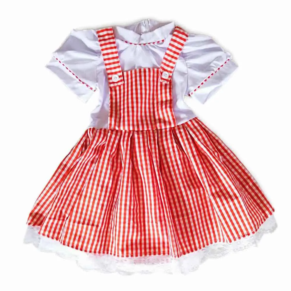 Девушки Синий Gingham Платья Старинные Плед Ремешками Подтяжк Юбка Пушистый Платье Танец Пачка нижняя юбка - Цвет: Красный