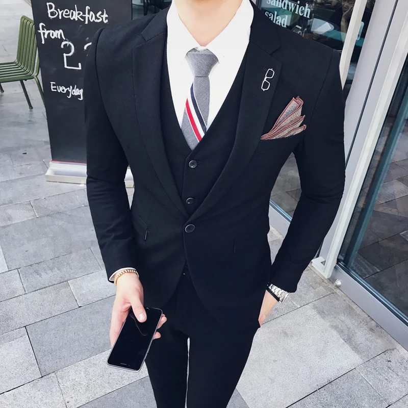 new Suits A three-piece suit men stylist han edition cultivate morality dress professional SJT48 - P300