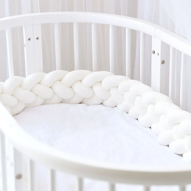 White IMBABY 4 косички 2,2 м детские мягкие бортики для кровати ручной работы в кроватку бампер для новорожденных кровать бампер мягкая тесьма декор для детской комнаты - Цвет: White