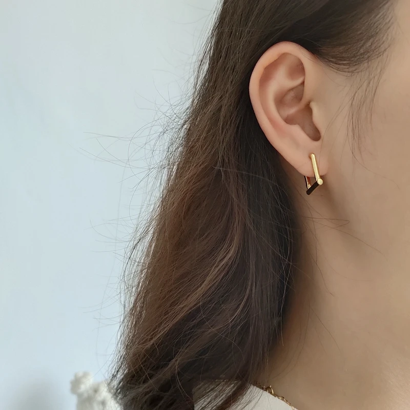 LouLeur 925 пробы серебряные ювелирные изделия корейские серьги-кольца модные квадратные геометрические РЕТРО серьги для женщин сережек