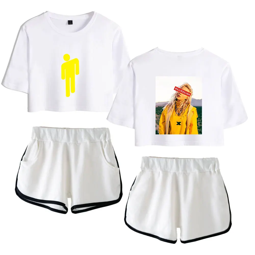 Billie eilishshirt укороченный топ брюки комплект из двух предметов Популярная Мода Kpop