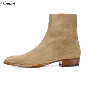 Мужские ботинки челси с острым носком, из натуральной яловой кожи, на молнии, сезон осень-зима