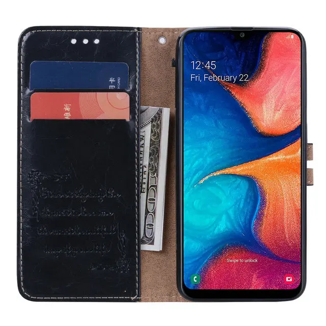 Кожаный бизнес Etui для Coque samsung A20 Чехол samsung A20E чехол, Роскошный футляр откидная крышка для samsung Galaxy A20e A 20 E Броня