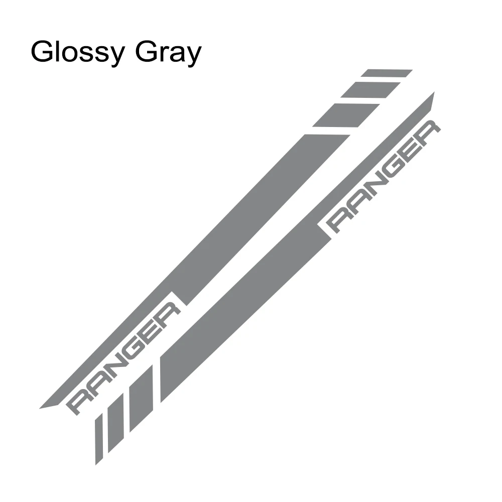 Glossy Gray 2 шт. Автомобильная наклейка в полоску стильный Стайлинг Авто DIY виниловая обертка Наклейки тюнинг автомобильные аксессуары для Ford Ranger Raptor Pickup - Название цвета: Glossy Gray