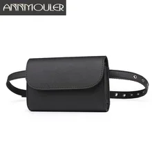 Annmouler Solid Color Waist Packs Fashion Small Fanny Pack Women Black Waist Belt Bag Adjustable Hip Bag for Girls Bum Pouch 