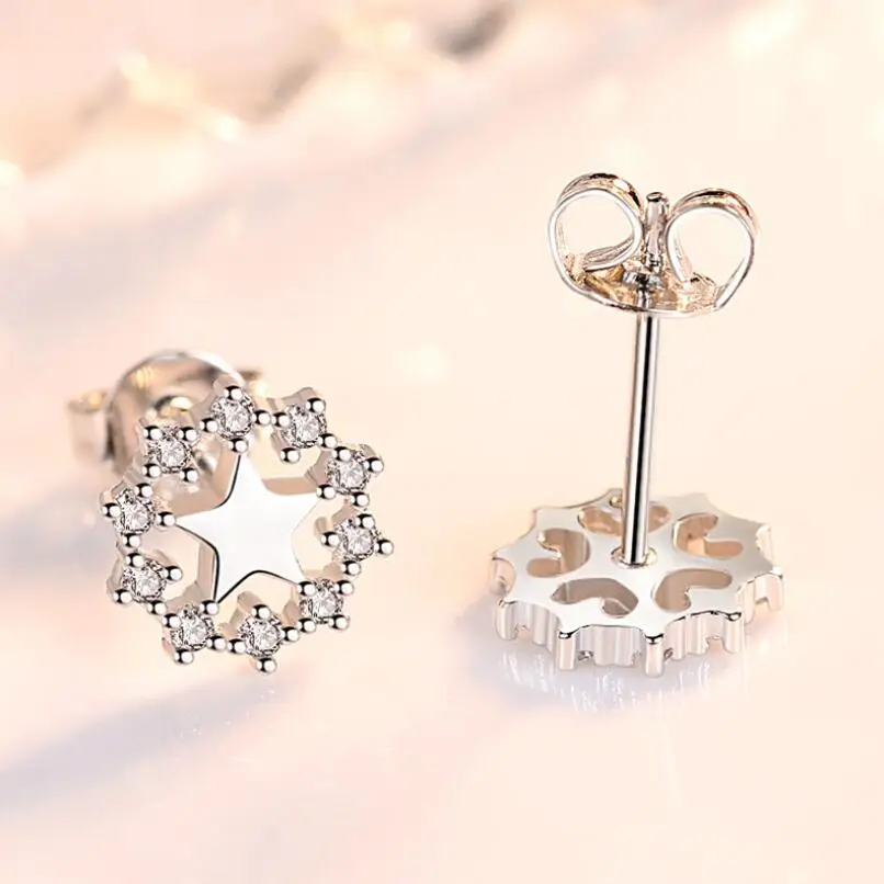 New Simple Beautiful Zircon Full Star Stud Earrings Trend Creative Pendientes Jewelry Boucle D'oreille SAE76 | Украшения и